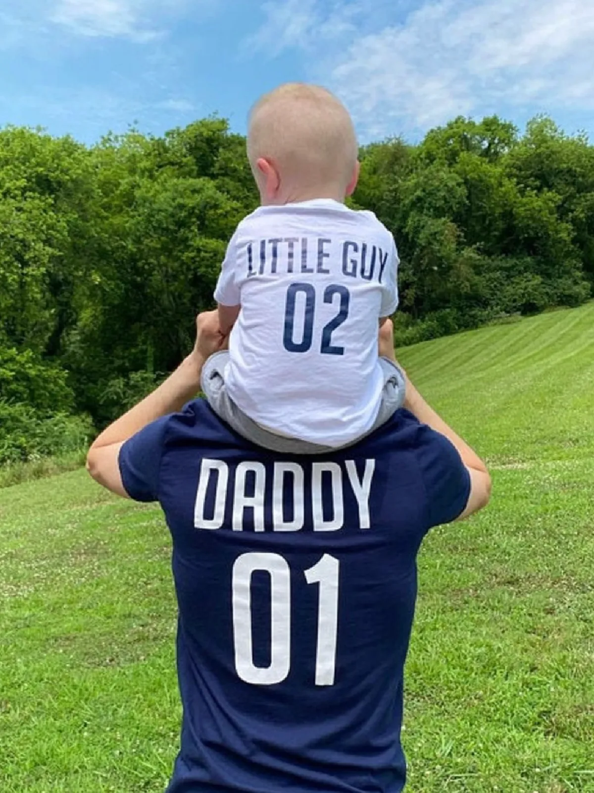 Big Guy   Little Guy Matching Shirts - Navy and White