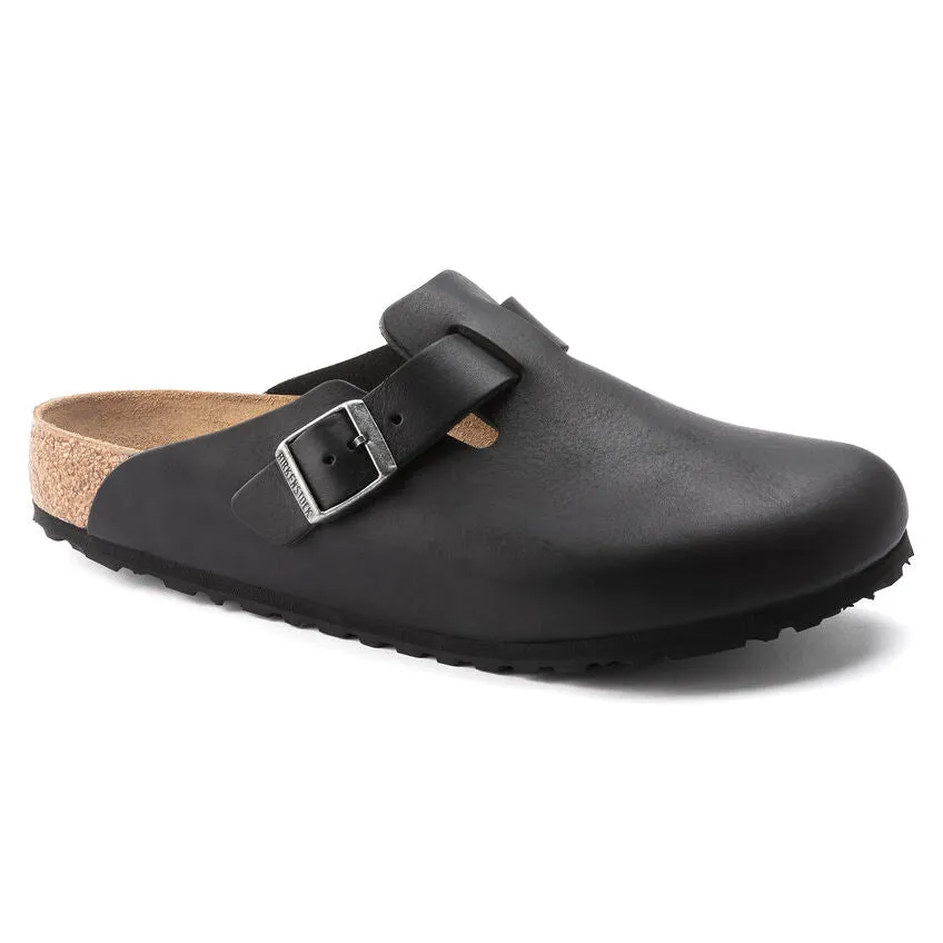 Birkenstock Men's Boston Grip Leather (Vintage Wood Black - Regular Fit)