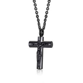 Black Jesus Christ Urn Pendant with Round Chain Necklace