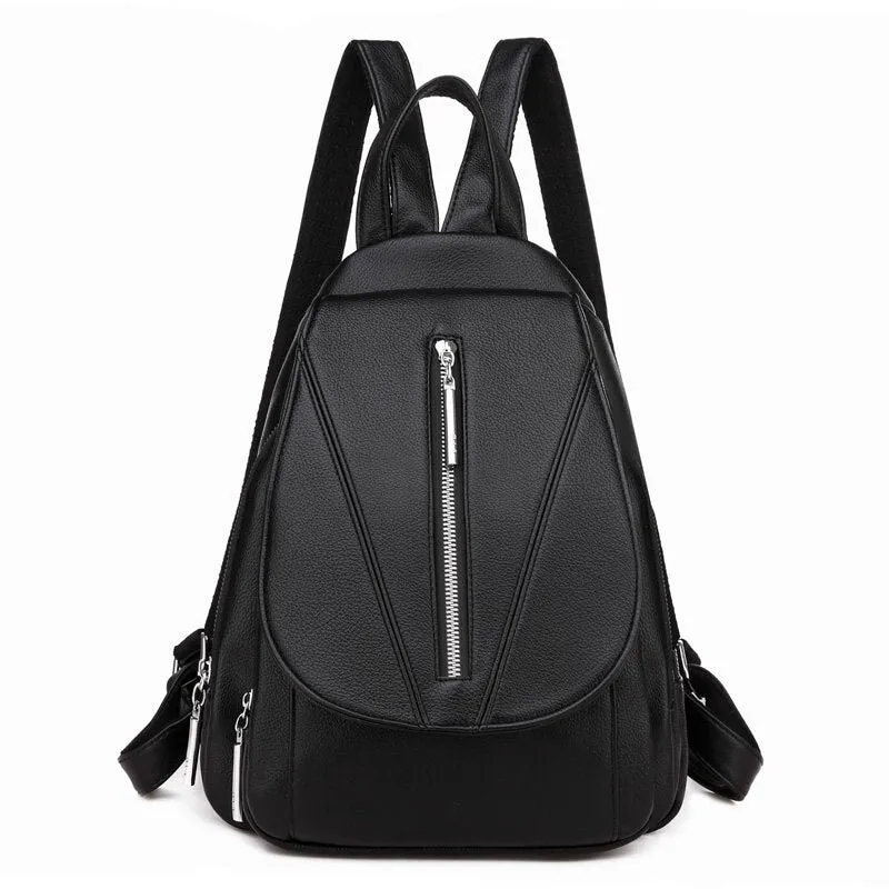 Black Leather School Bag and Backpack