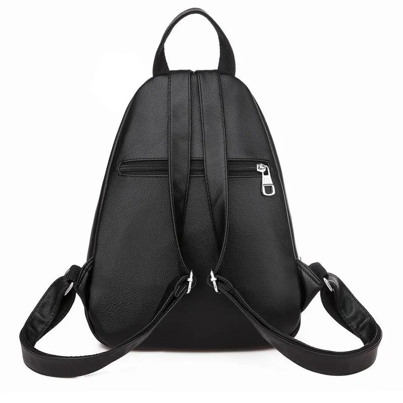 Black Leather School Bag and Backpack