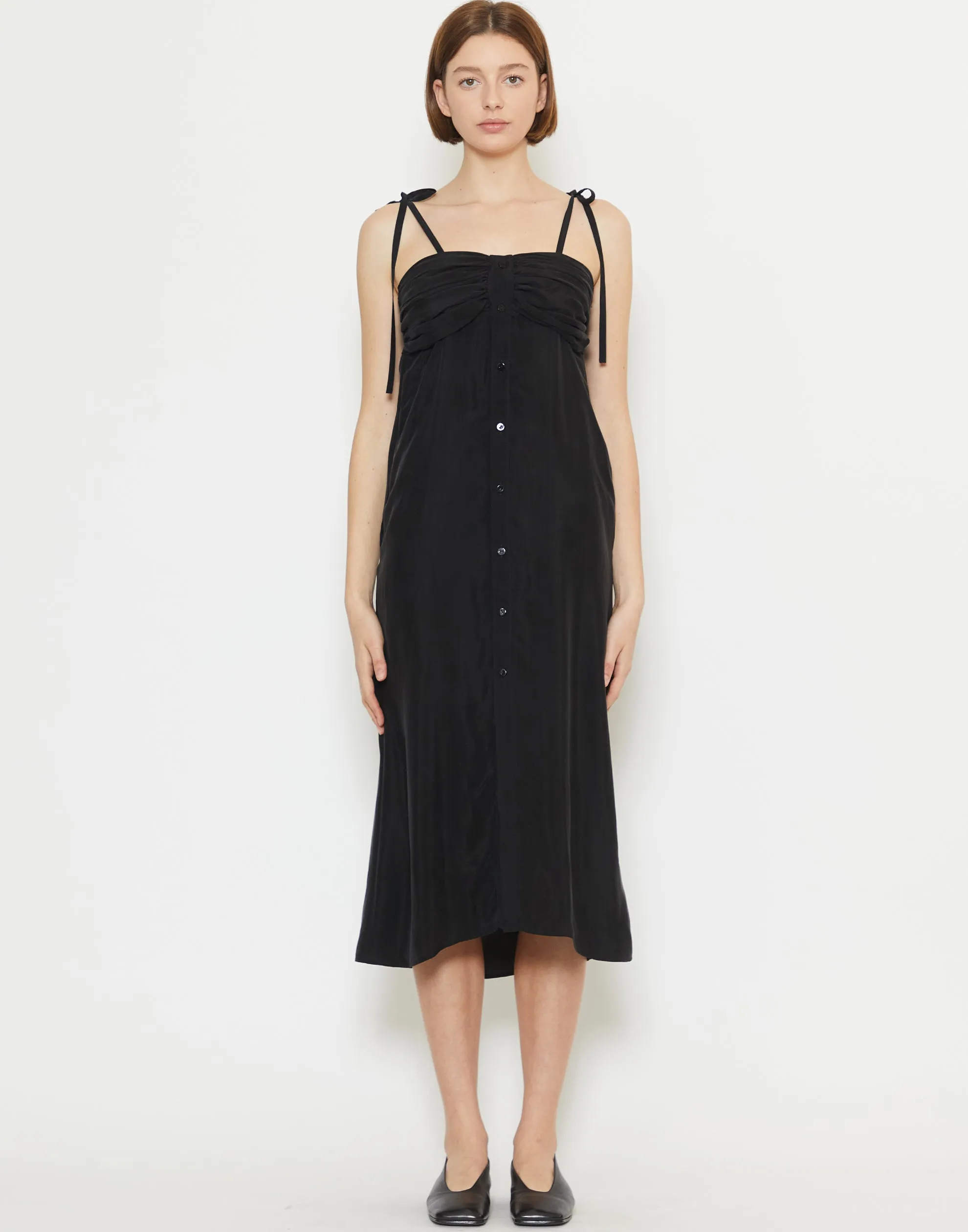 Black Washed Cupro Seratao Cami Dress