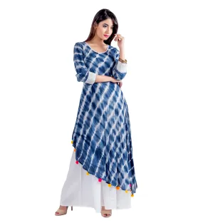 Blue Tie and Dye Indo Western Kurta Dress