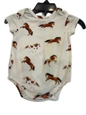 Body suit - Baby - Bamboo - Snap bottom, short sleeve - Horses