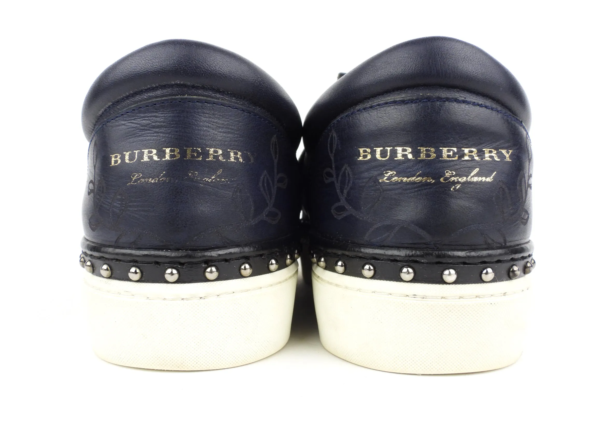 Burberry Prorsum Navy Blue Leather Slip On Sneakers - 39.5