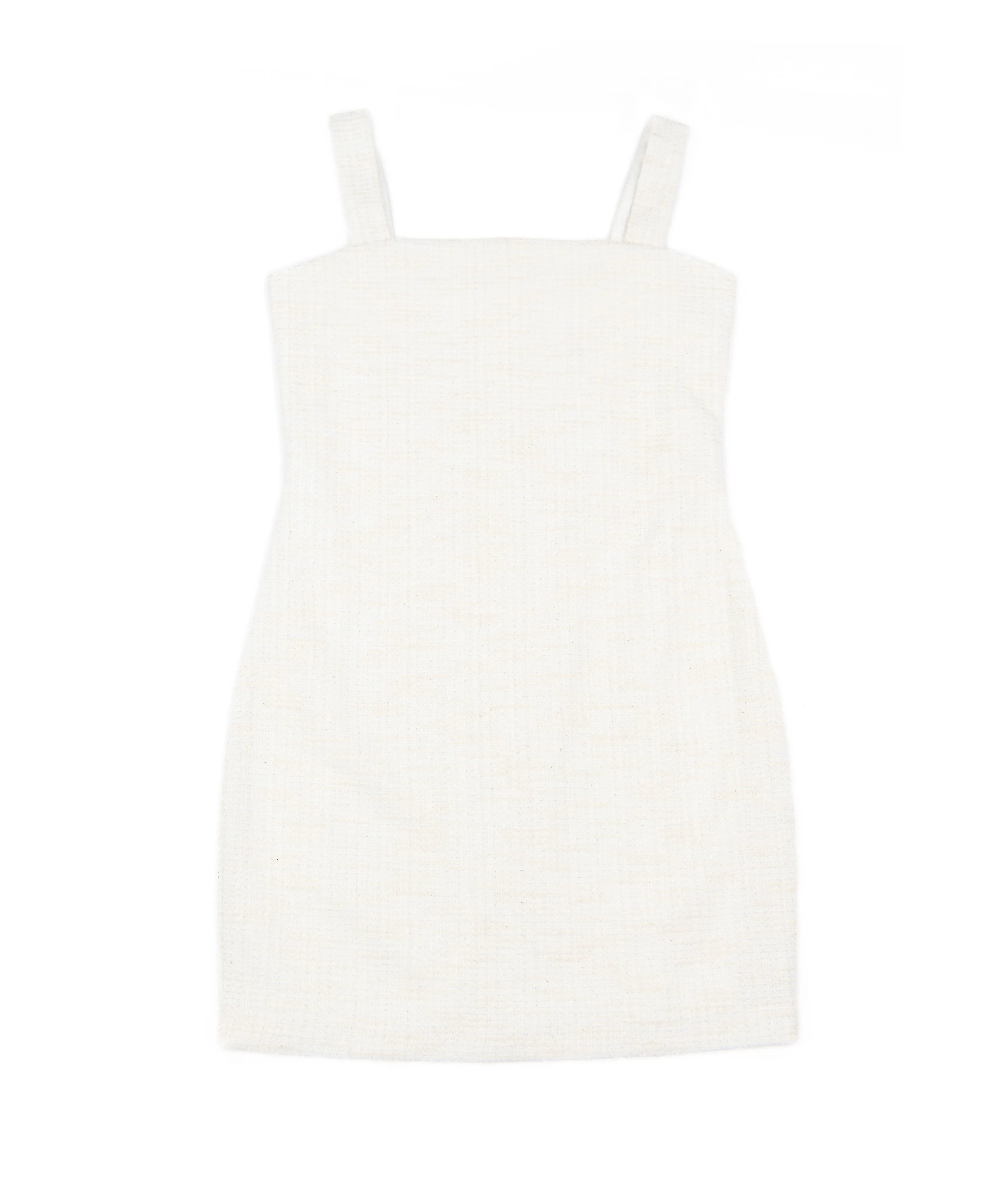 By Debra Girls White Boucle Straight Strap Dress