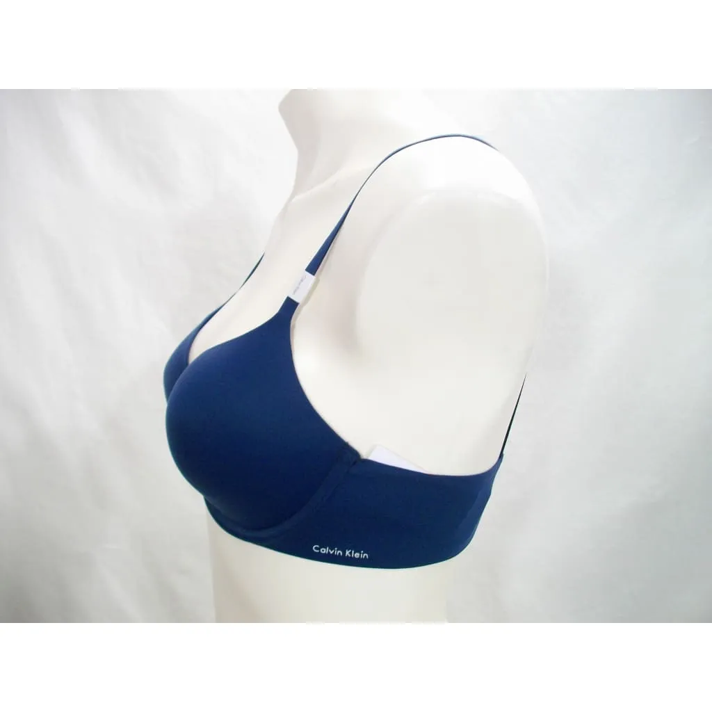 Calvin Klein Perfectly F3837 Fit Full Coverage T-Shirt Underwire Bra 34A Dark Blue NWT