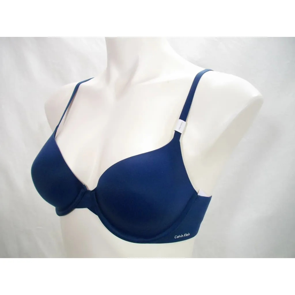 Calvin Klein Perfectly F3837 Fit Full Coverage T-Shirt Underwire Bra 34A Dark Blue NWT