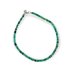 Candy Necklace - Green Heishi & Diamond Rondelle