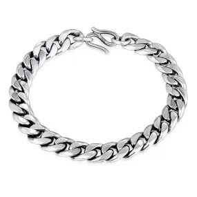 Chain Link 925 Sterling Silver Vintage Fashion Biker Bracelet