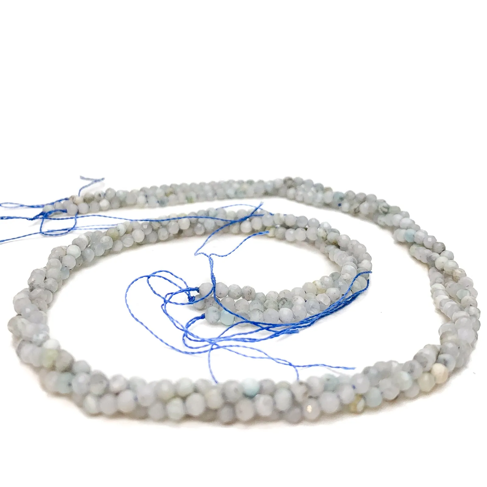 Chalcedony Blue Lace 2.5mm Faceted Rounds Bead Strand