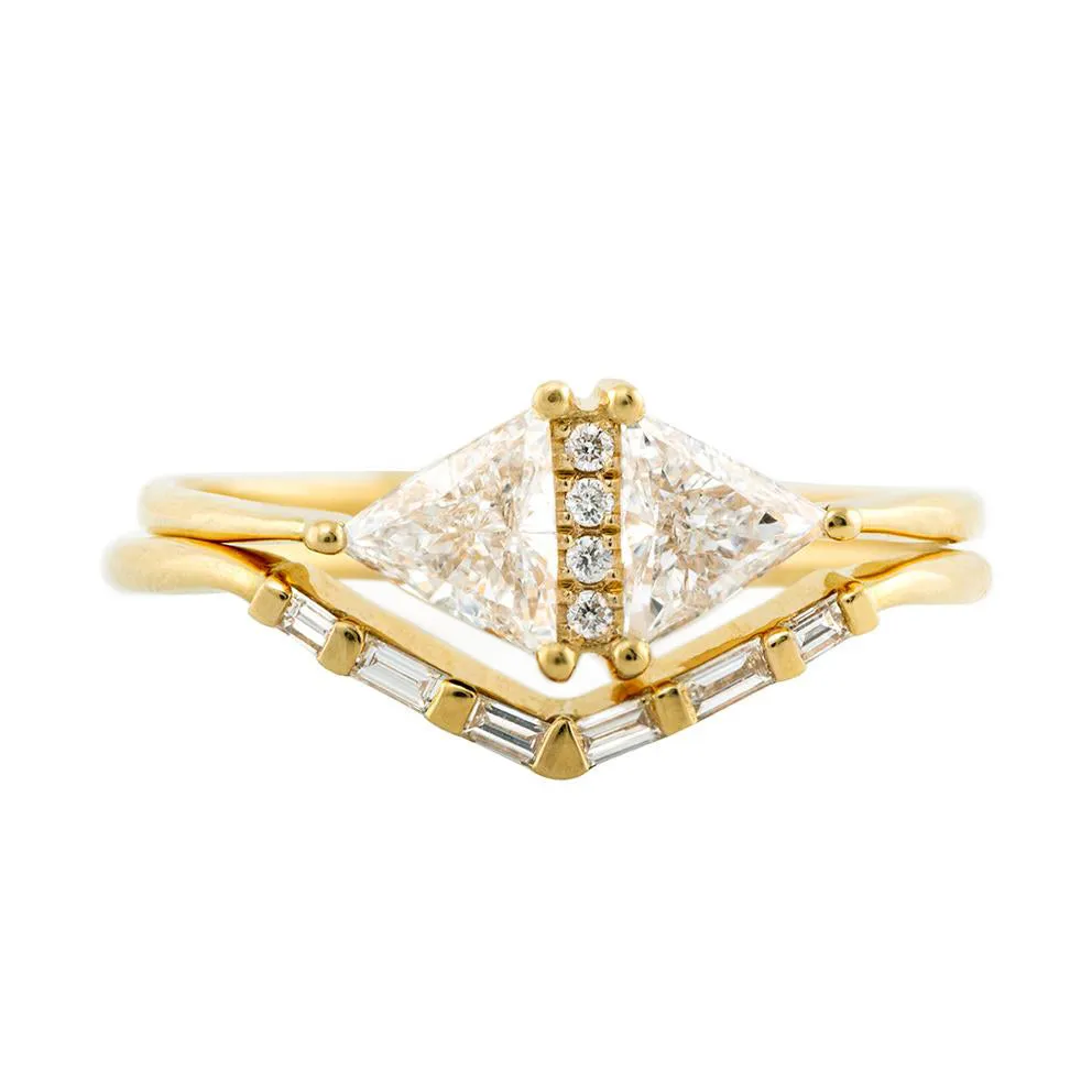 Chevron Wedding Ring with Baguette Diamonds - V Baguette Ring