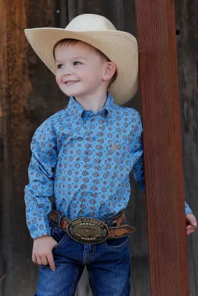 Cinch Boys Long Sleeve Shirt - Blue Medallion