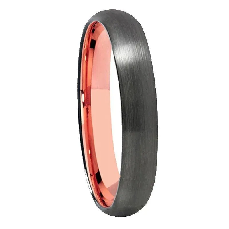 Classic Gunmetal with Rose Gold Tungsten Fashion Wedding Ring