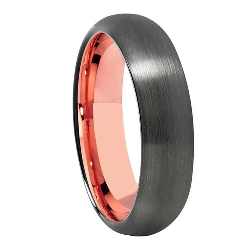 Classic Gunmetal with Rose Gold Tungsten Fashion Wedding Ring