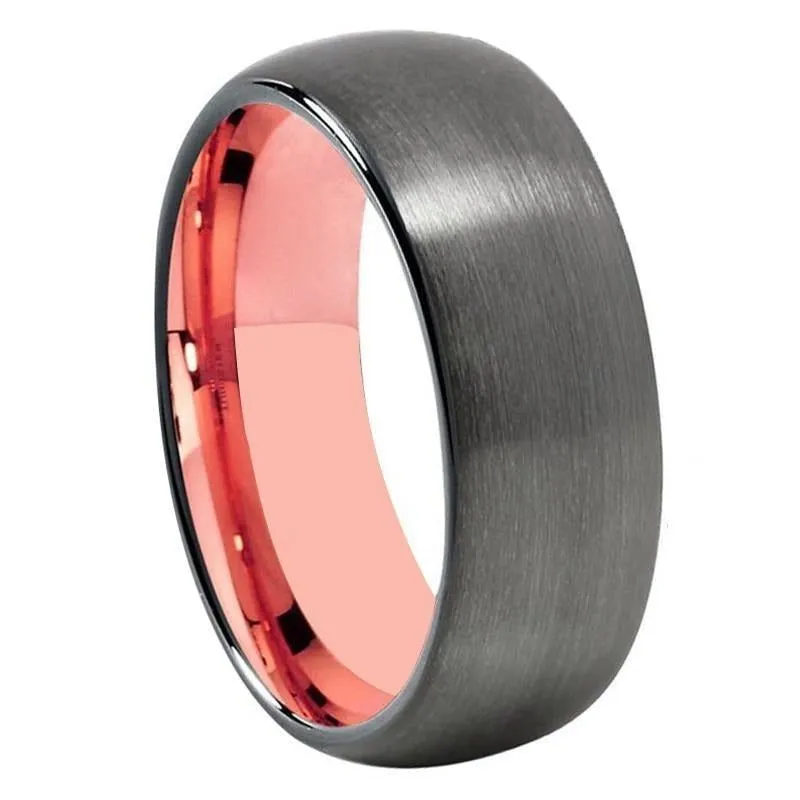 Classic Gunmetal with Rose Gold Tungsten Fashion Wedding Ring