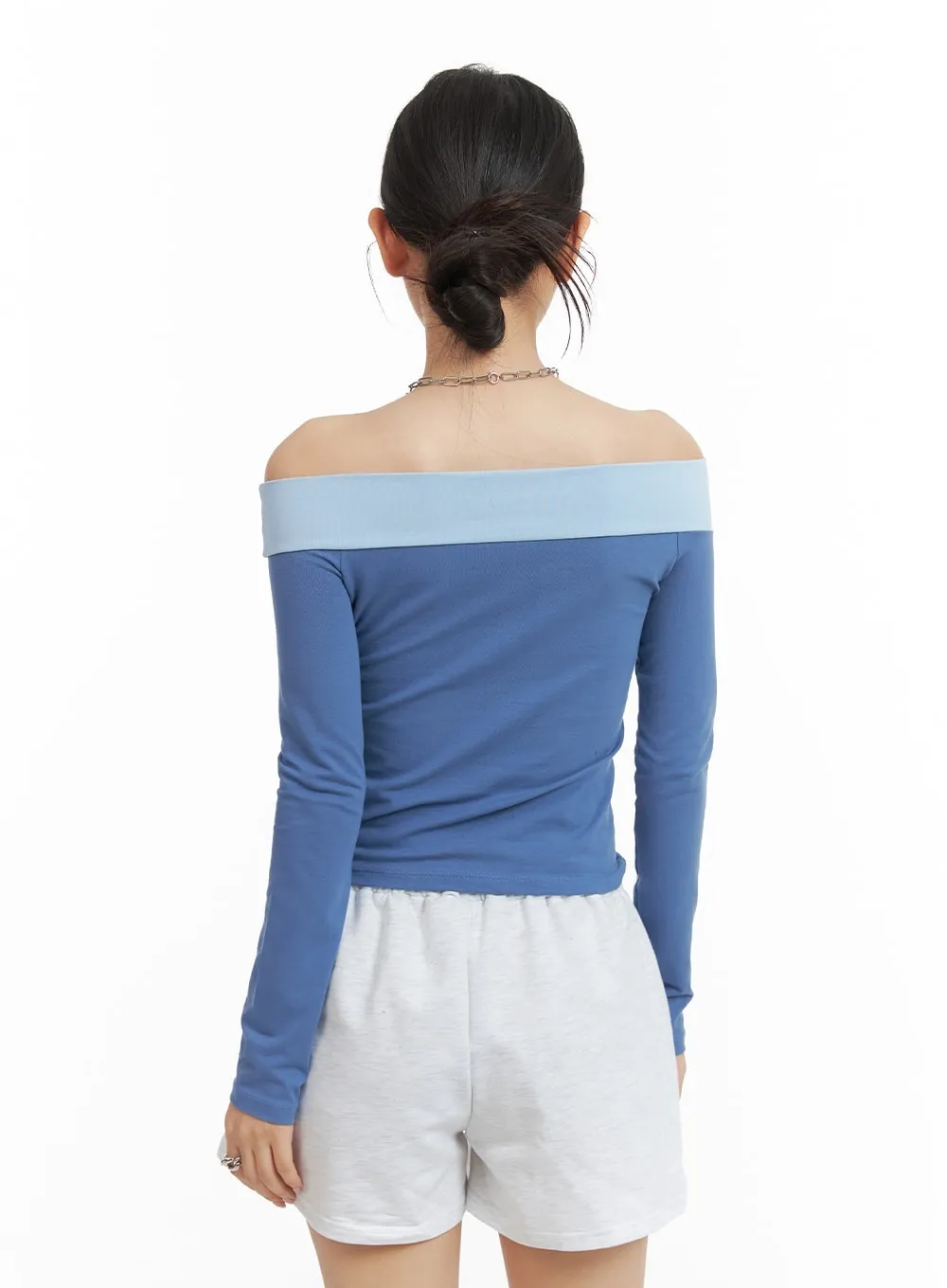 Color Block Off-Shoulder Top CM420