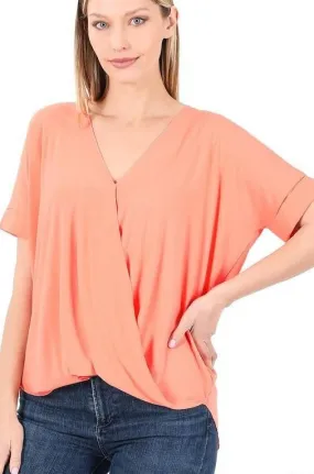 Coral Crepe Top