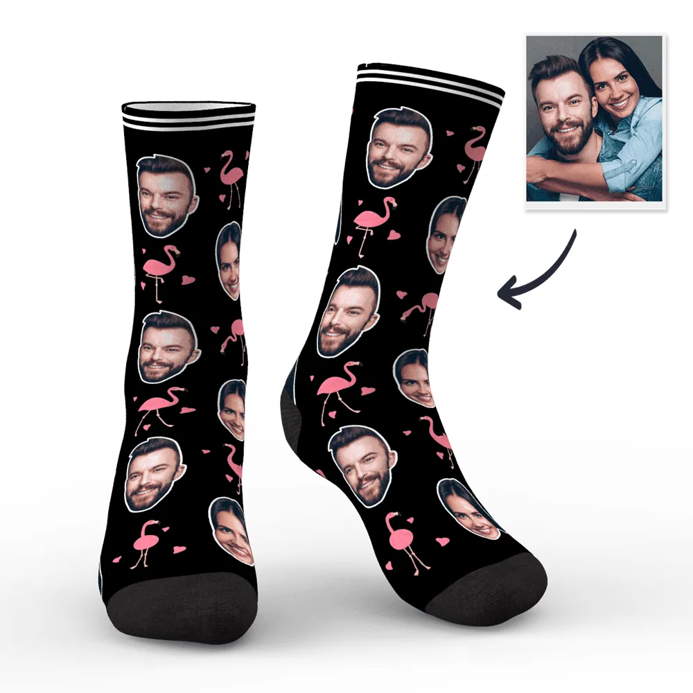 Couple Custom Swan And Face On Crew Socks