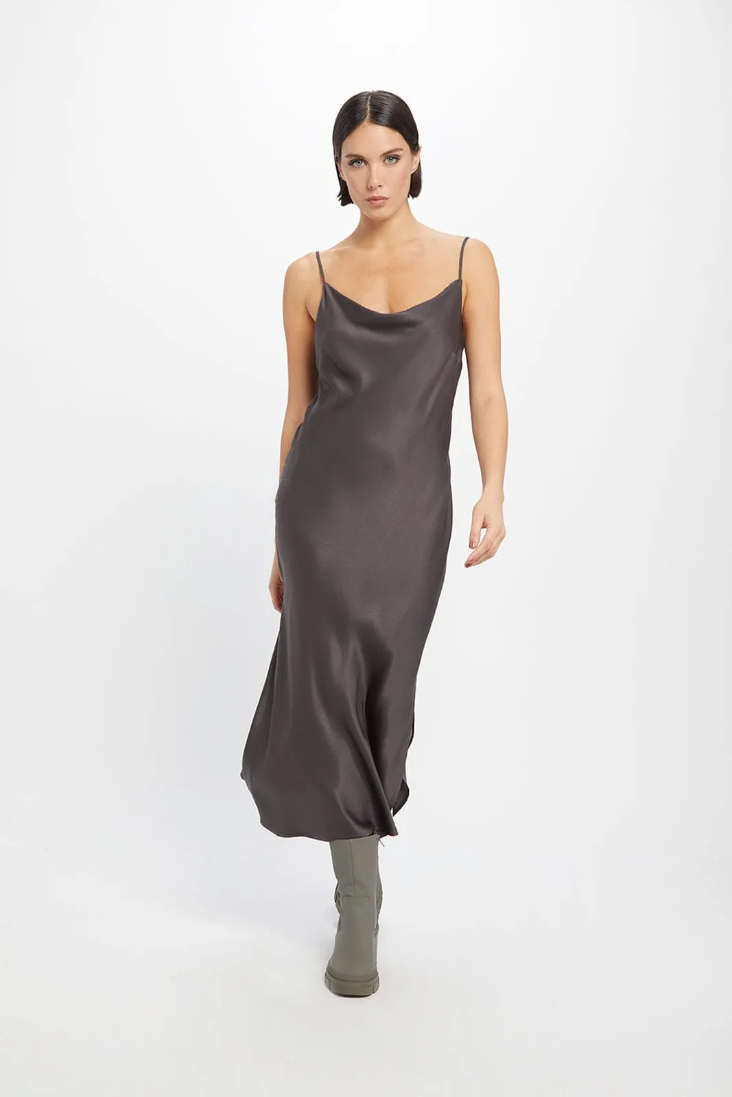 Cowl Neck TENCEL Modal Vegan Midi Dress | Mulch