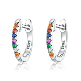 Cubic Zirconia 925 Sterling Silver Fashion Hoop Earrings