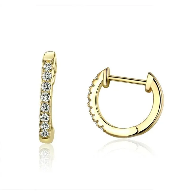 Cubic Zirconia 925 Sterling Silver Fashion Hoop Earrings