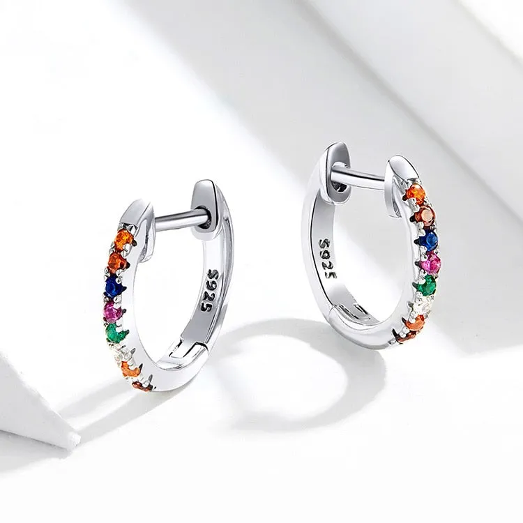 Cubic Zirconia 925 Sterling Silver Fashion Hoop Earrings