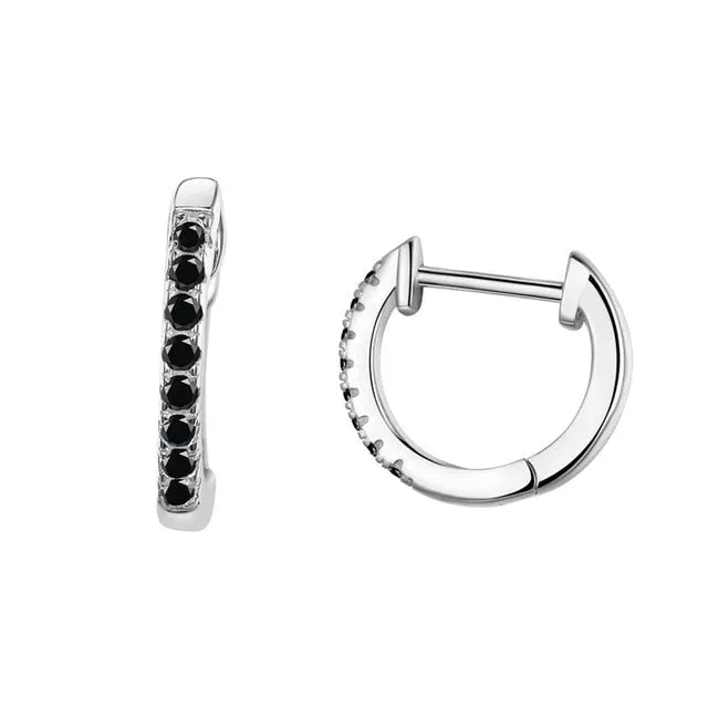 Cubic Zirconia 925 Sterling Silver Fashion Hoop Earrings