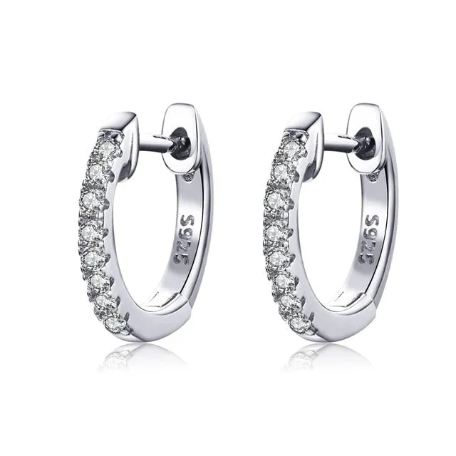 Cubic Zirconia 925 Sterling Silver Fashion Hoop Earrings