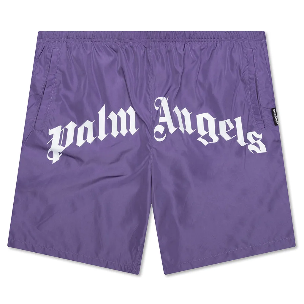 Curved Logo Swim Short - Violet/White