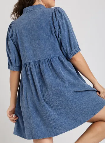 Curvy Blue Mineral Wash Dress