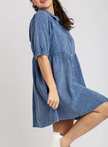 Curvy Blue Mineral Wash Dress