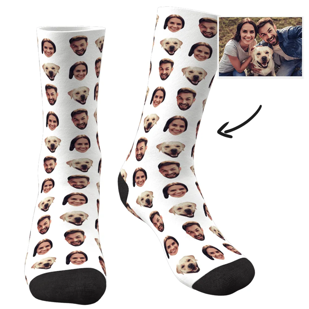 Custom Colorful Socks With Your Photo - Two Faces