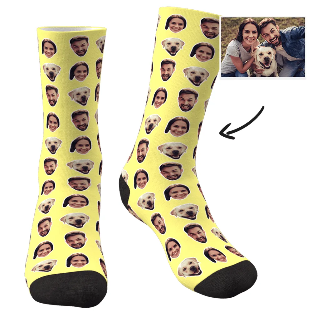 Custom Colorful Socks With Your Photo - Two Faces