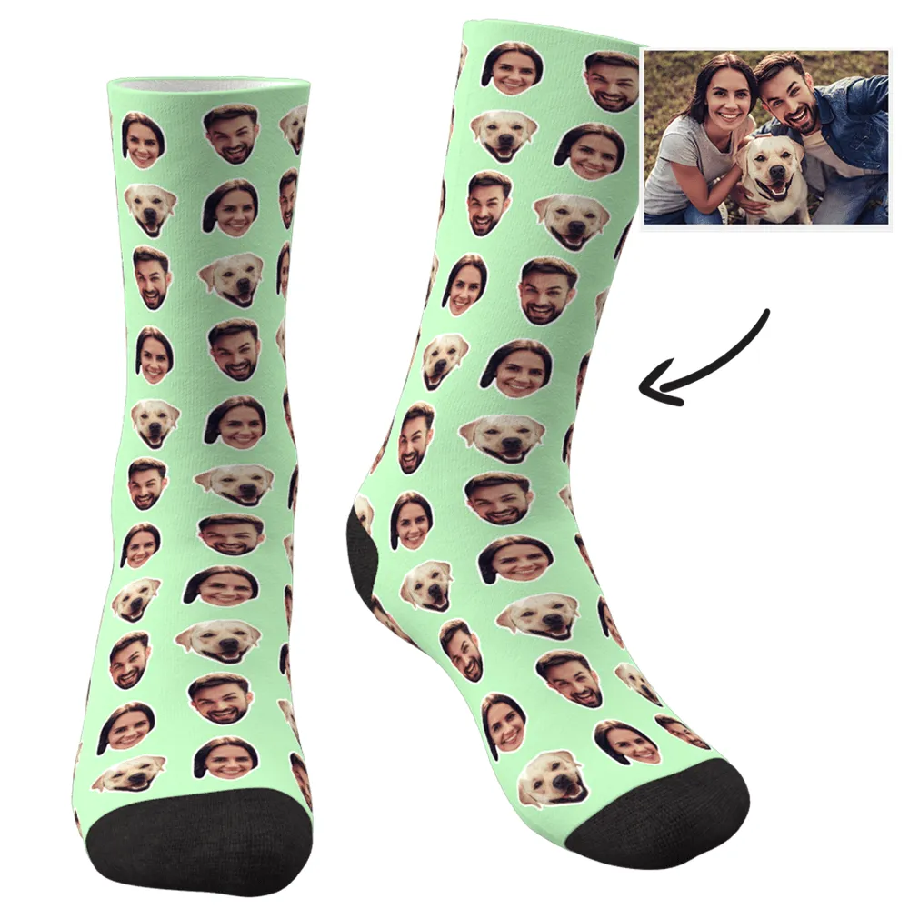 Custom Colorful Socks With Your Photo - Two Faces