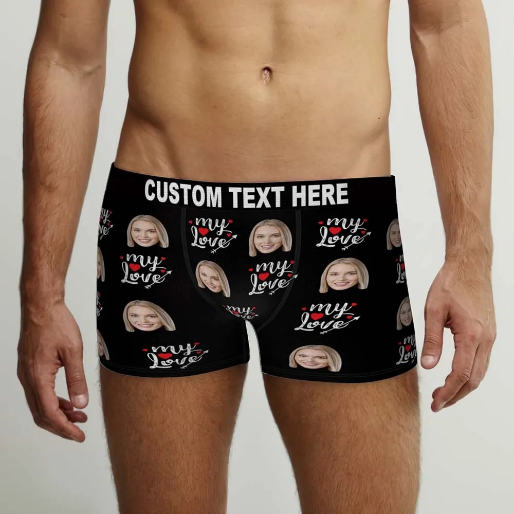 Custom Face Boxers Briefs To My Love Personalized Photo Underwear Gift for Him