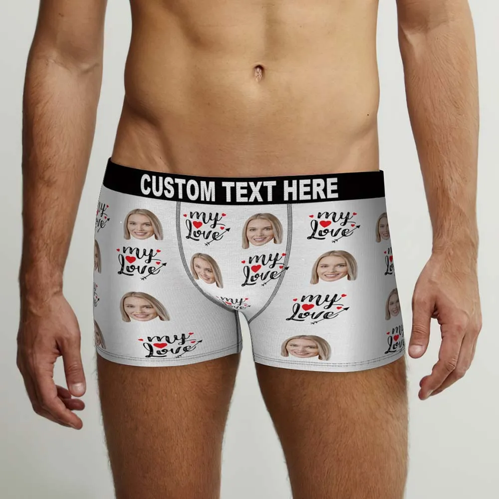 Custom Face Boxers Briefs To My Love Personalized Photo Underwear Gift for Him