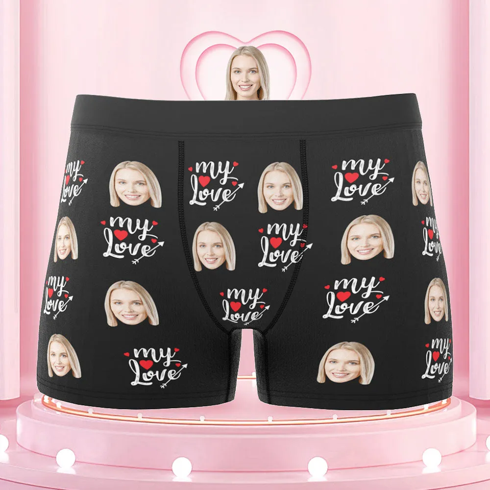 Custom Face Boxers Briefs To My Love Personalized Photo Underwear Gift for Him