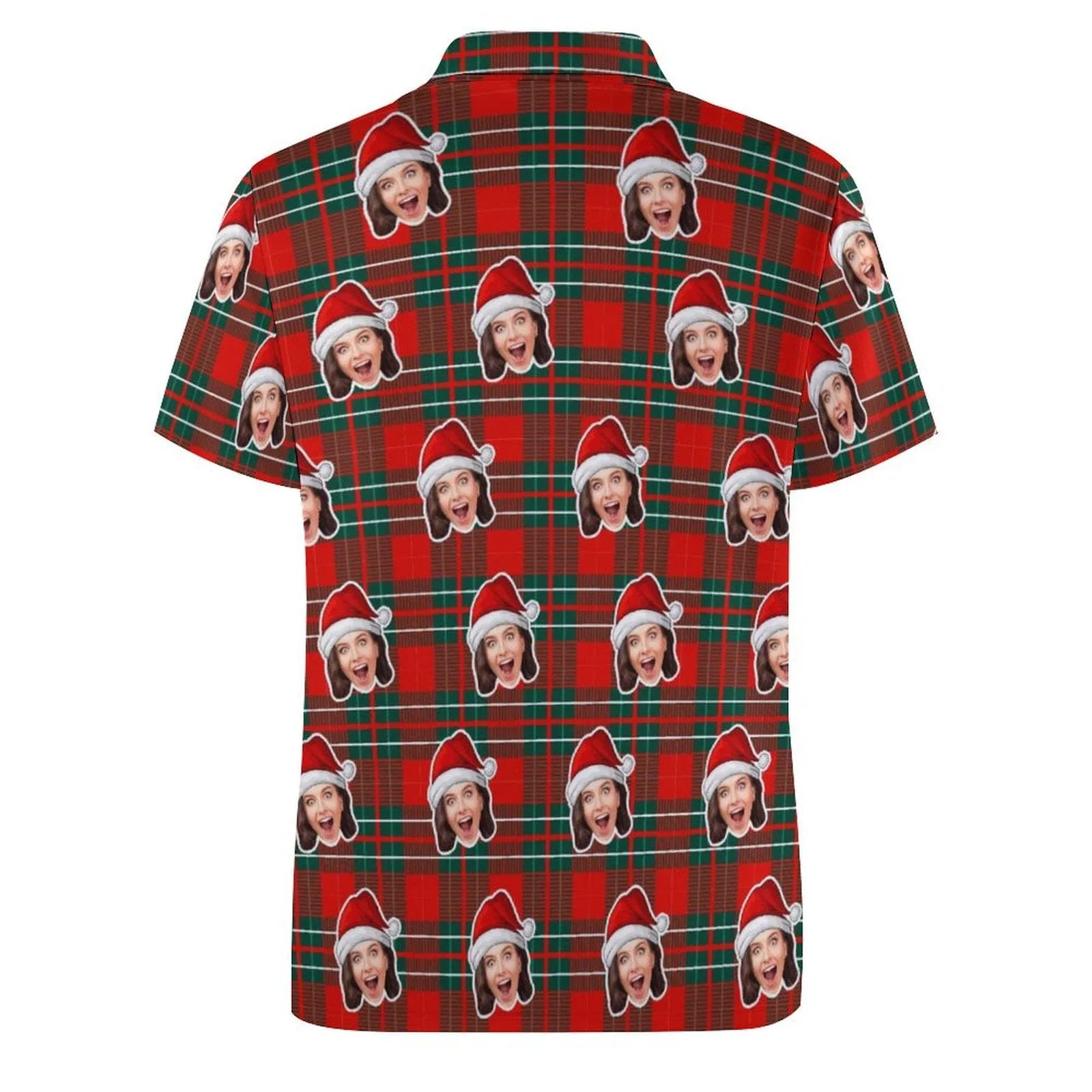 Custom Face Red Merry Christmas All Over Print Polo Shirt Personalized Men's Golf Shirt