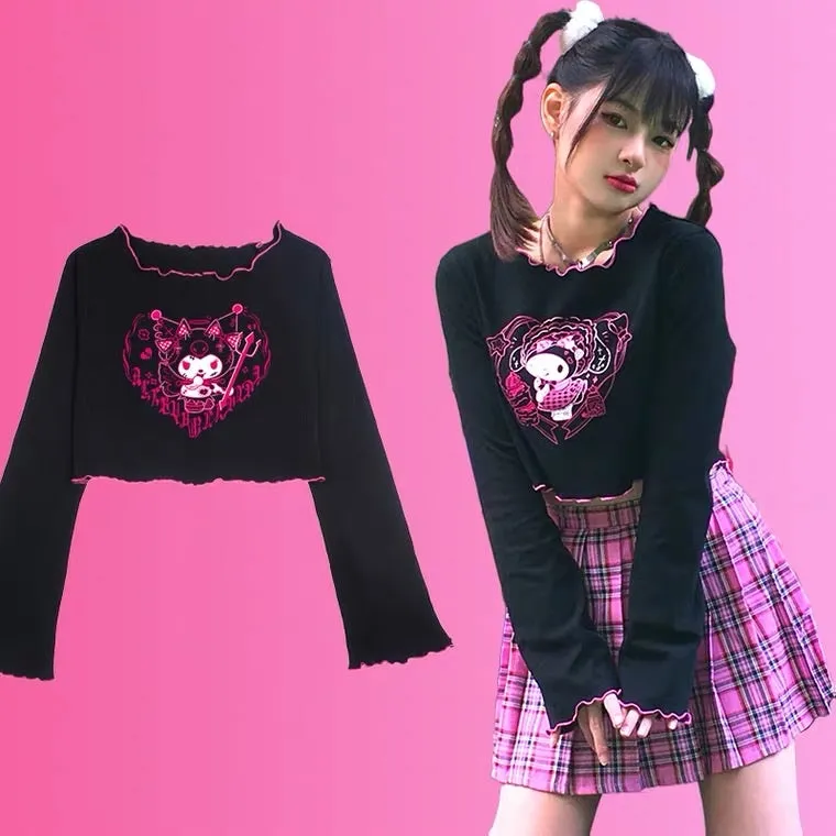 CUTE KUROMI MELODY PRINT SHORT T-SHIRT BY20003