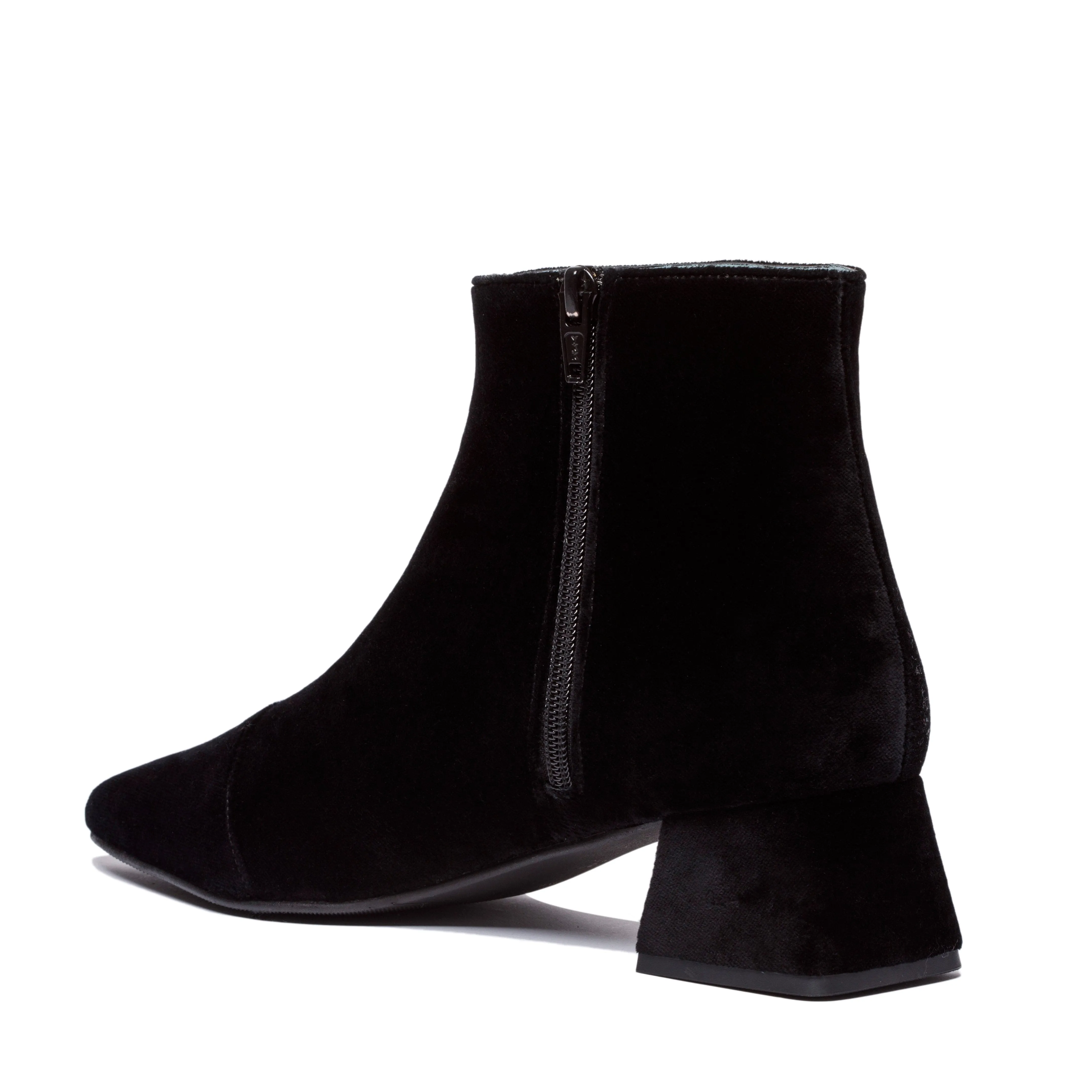 Dahlia Vegan Velvet Ankle Boots | Black