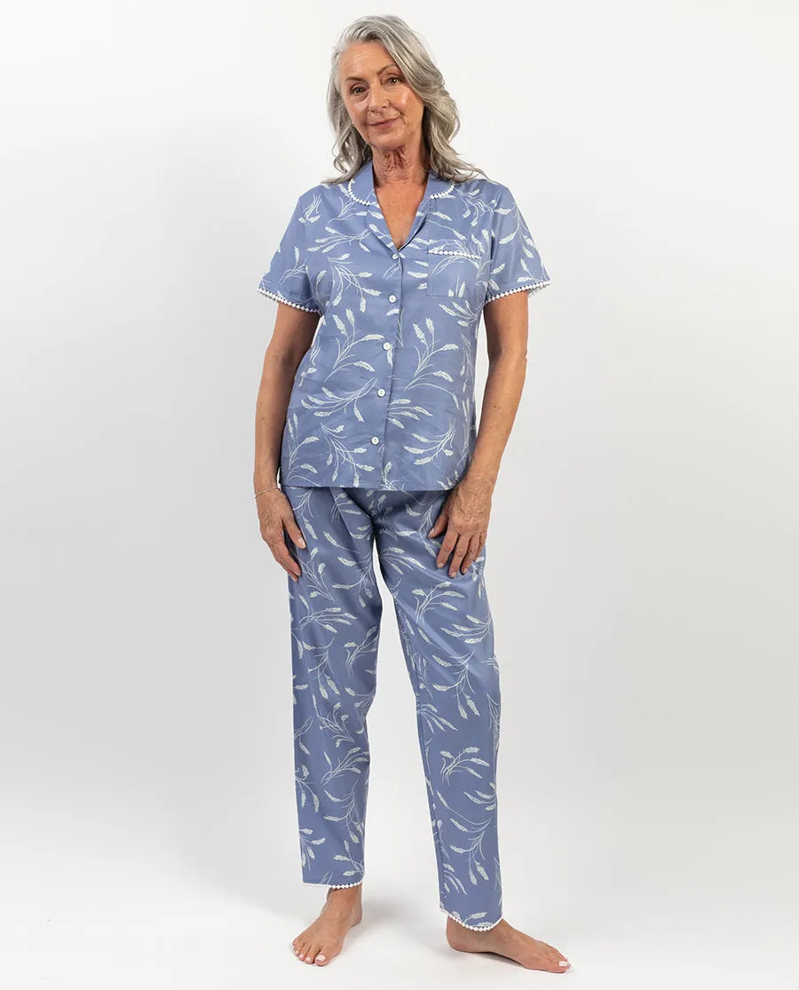 Delilah Lace Trim Wheatsheaf Print Pyjama Set