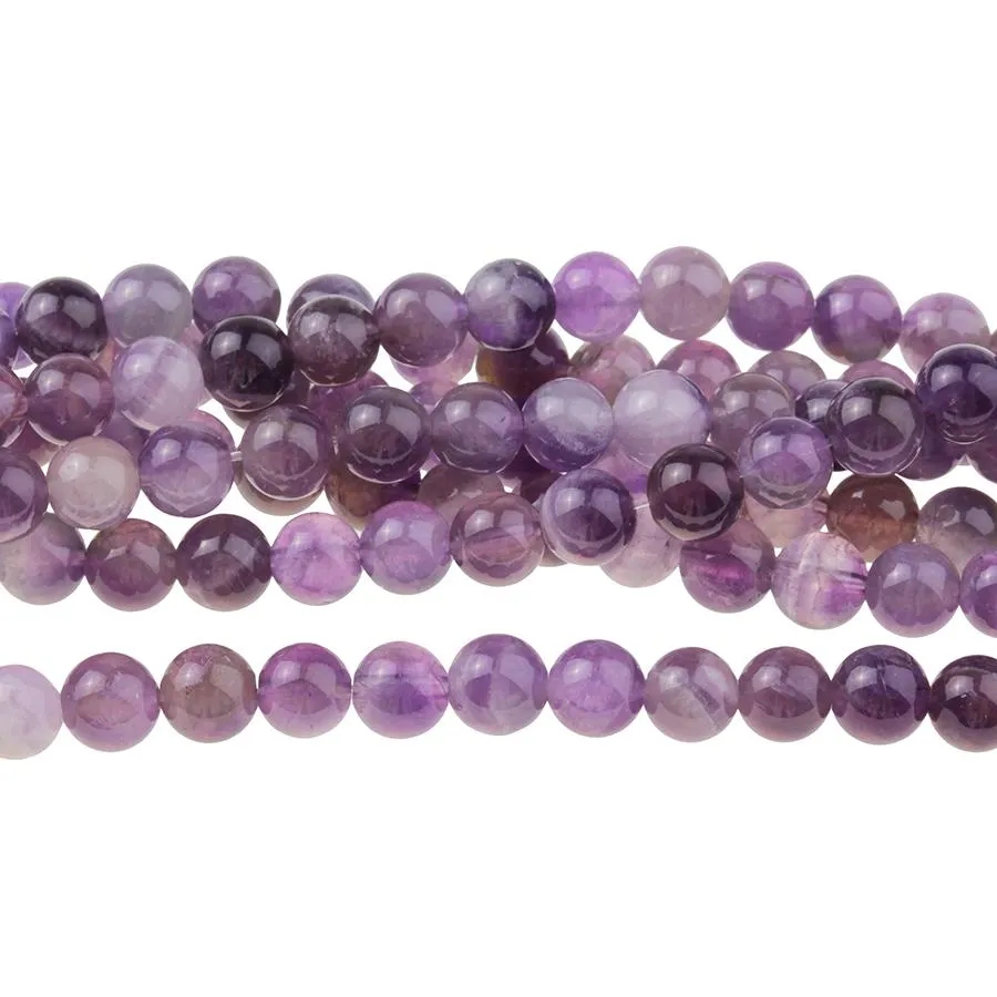 Dog Teeth Amethyst 6mm Round - 8-Inch