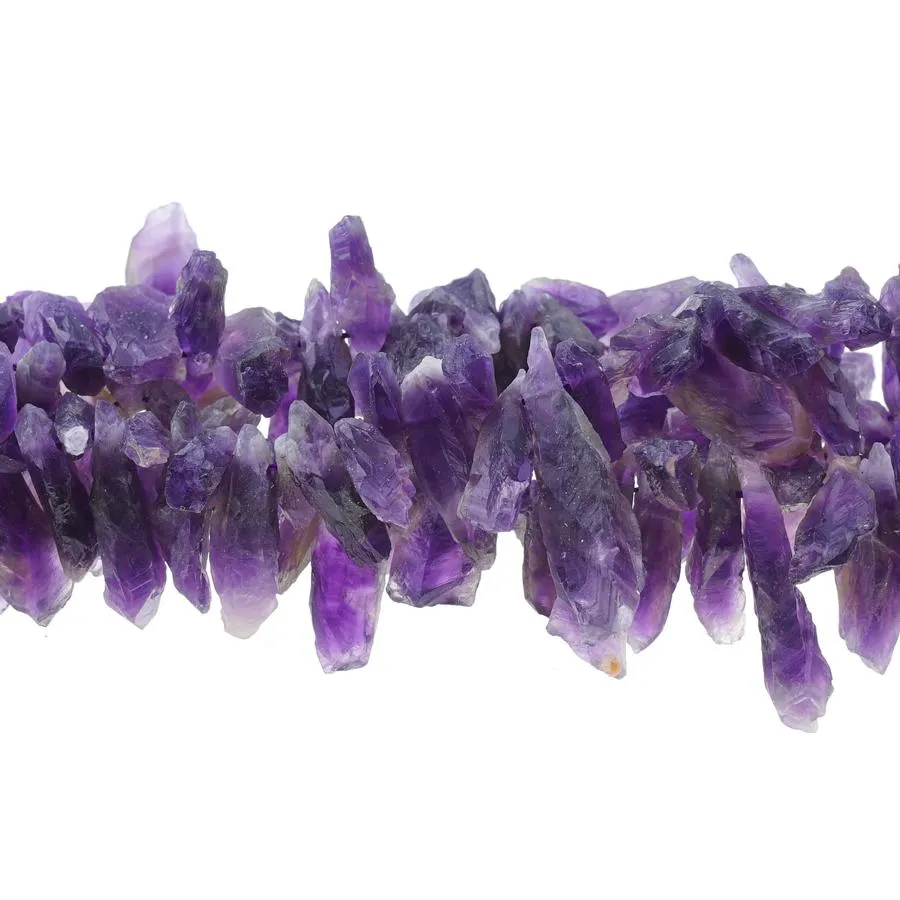 Dog Teeth Amethyst 6x12-10x20mm Rough Points 15-16 Inch