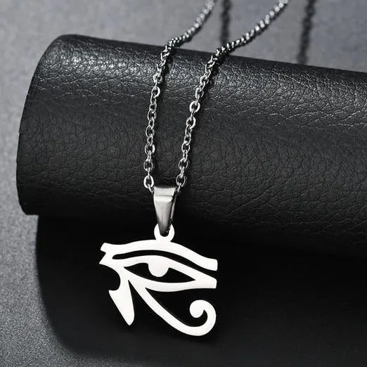 Egyptian Gods Power Eye of Horus Stainless Steel Chain Pendant Necklace