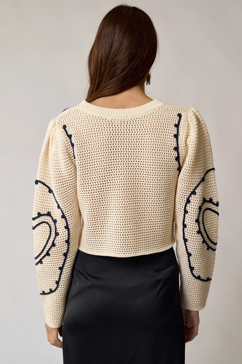 Embroidery Cropped Sweater