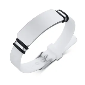 Engravable Silicone and Stainless Steel Adjustable Personalized Bracelet