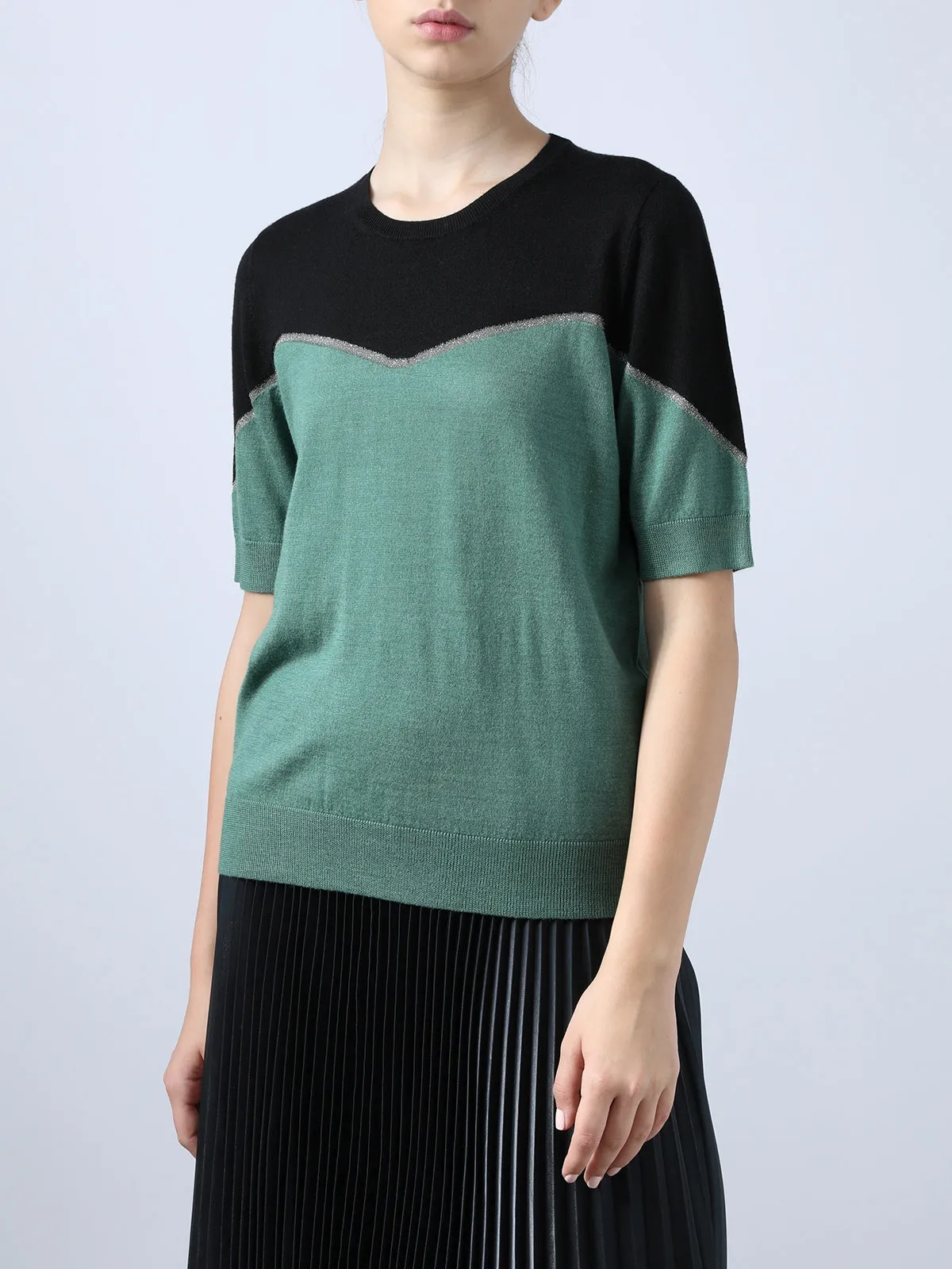 Essenziale Intarsia Half Sleeve Top