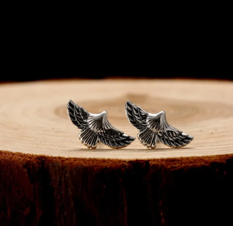 Flying Eagle 925 Sterling Silver Retro Trendy Stud Earring