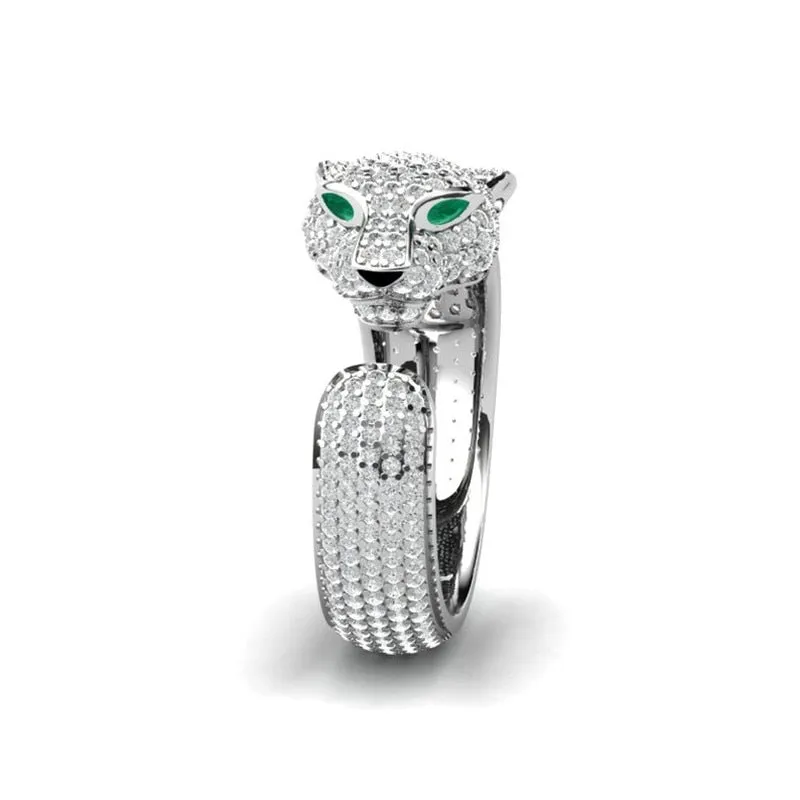 Full Crystal Inlaid Leopard Fashion Ring